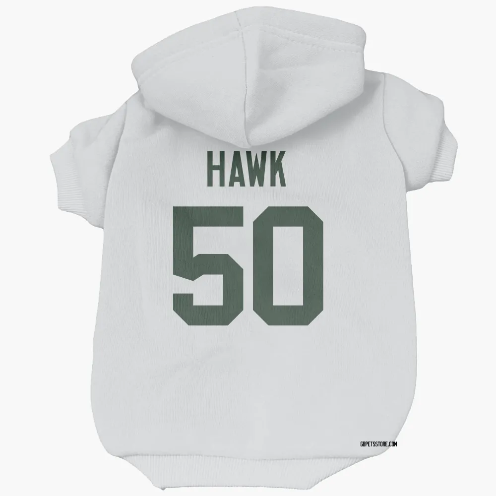 Green Bay Packers A.J. Hawk White Pet Hoodie for Dog & Cat