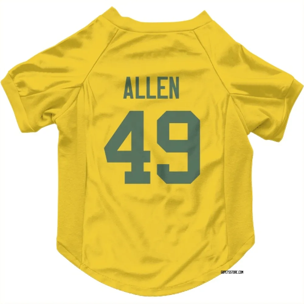 Green Bay Packers Austin Allen Gold Pet Jersey for Dog & Cat