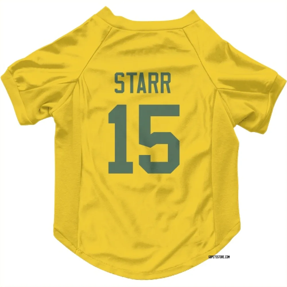 Green Bay Packers Bart Starr Gold Pet Jersey for Dog & Cat