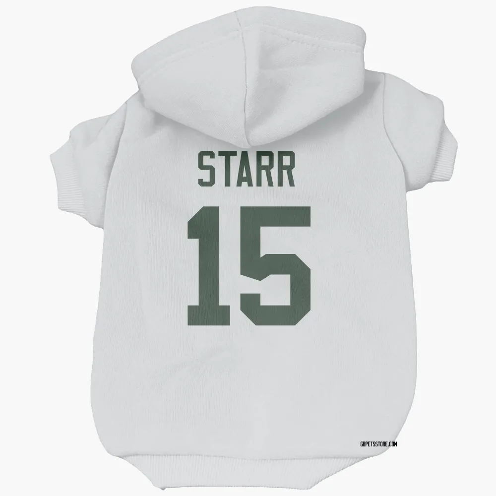 Green Bay Packers Bart Starr White Pet Hoodie for Dog & Cat