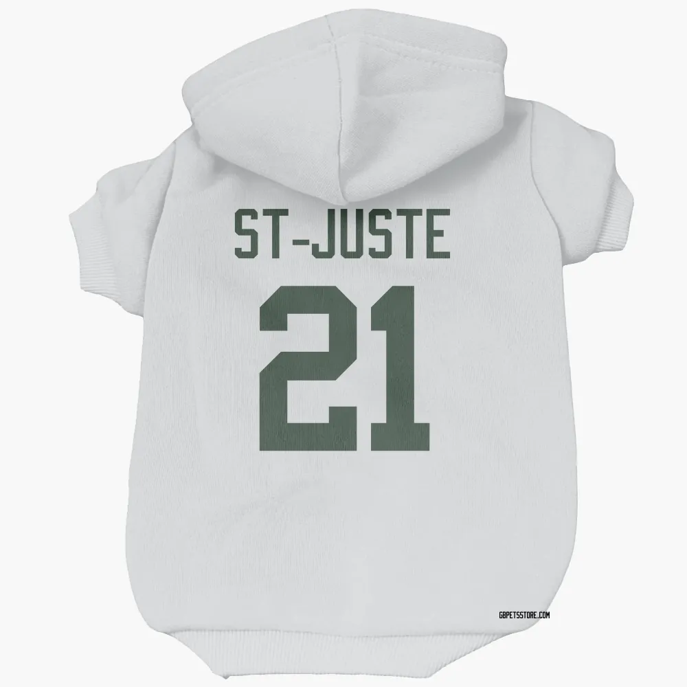 Green Bay Packers Benjamin St-Juste White Pet Hoodie for Dog & Cat