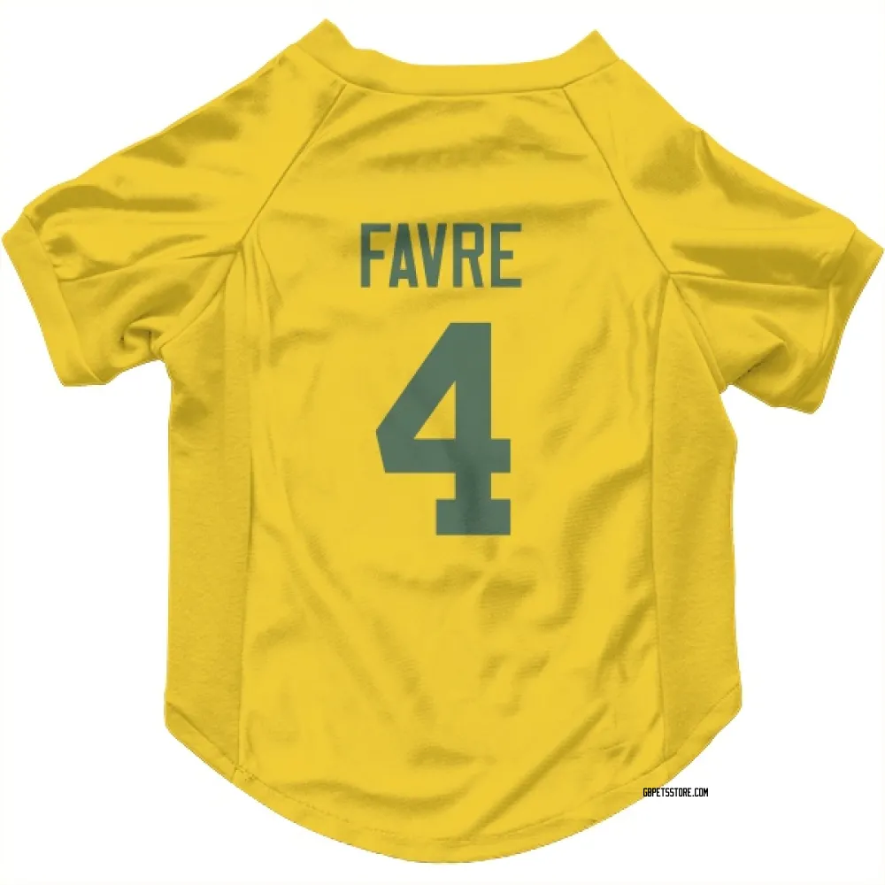 Green Bay Packers Brett Favre Gold Pet Jersey for Dog & Cat