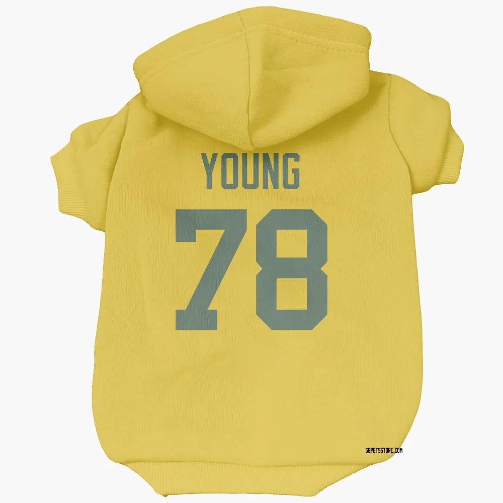 Green Bay Packers Cameron Young Gold Pet Hoodie for Dog & Cat