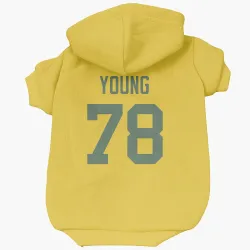 Green Bay Packers Cameron Young Gold Pet Hoodie for Dog & Cat