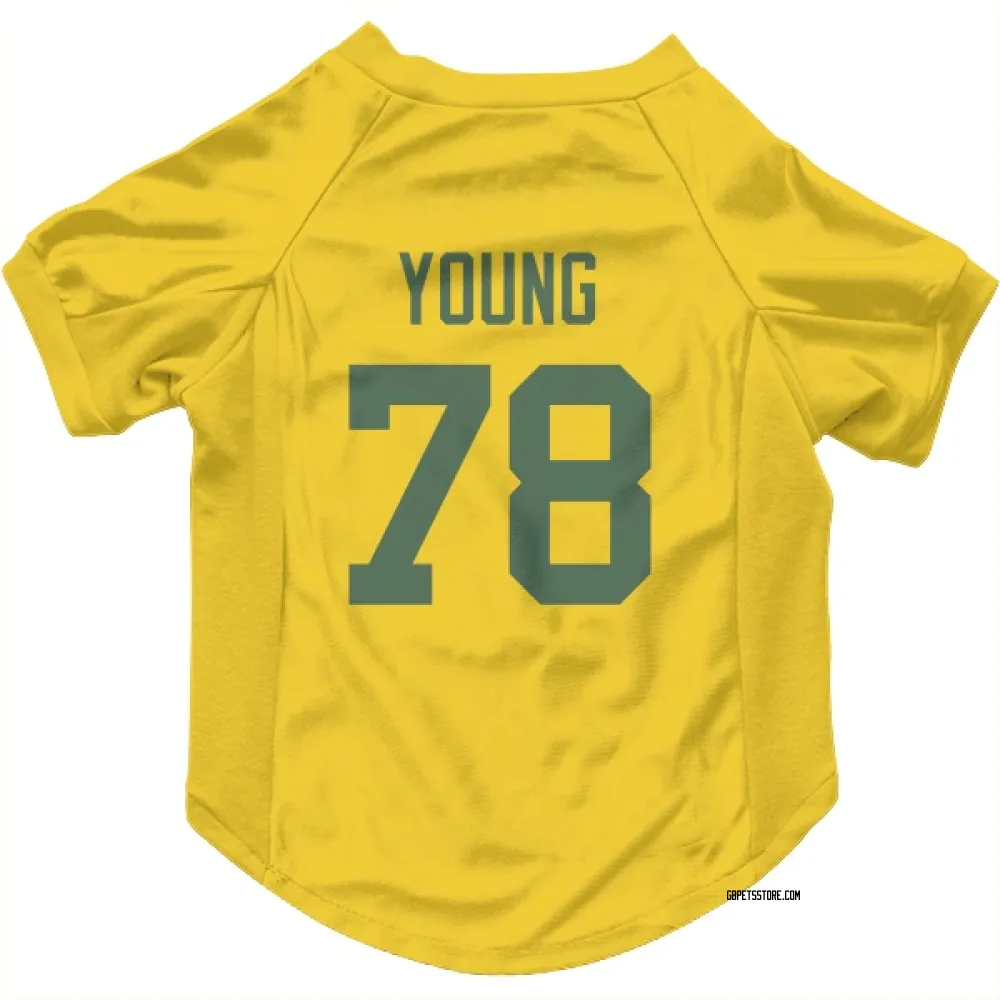 Green Bay Packers Cameron Young Gold Pet Jersey for Dog & Cat