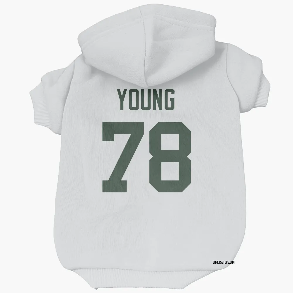 Green Bay Packers Cameron Young White Pet Hoodie for Dog & Cat