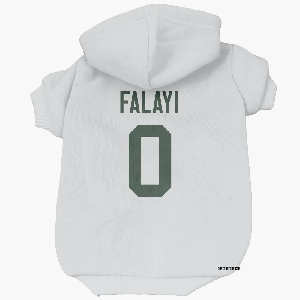 Green Bay Packers Eni Falayi White Pet Hoodie for Dog & Cat