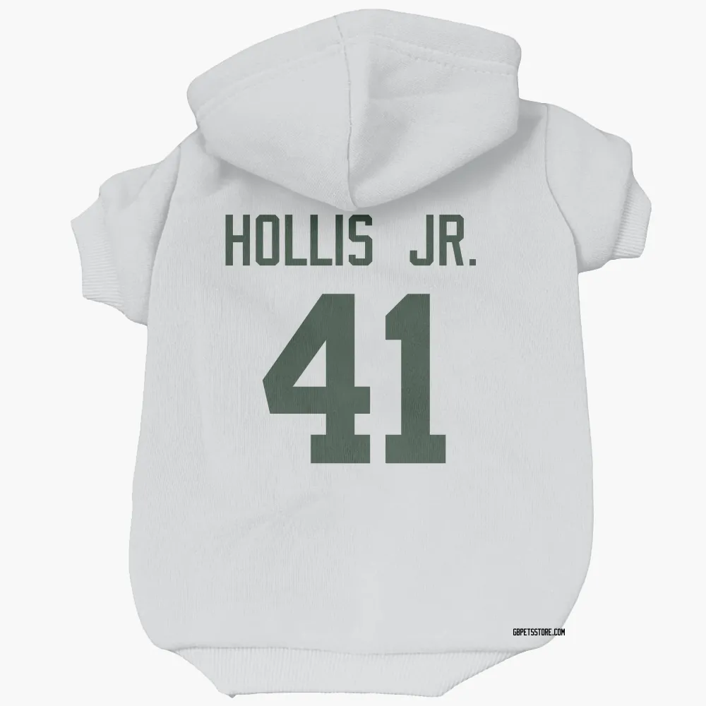 Green Bay Packers Garnett Hollis Jr. White Pet Hoodie for Dog & Cat
