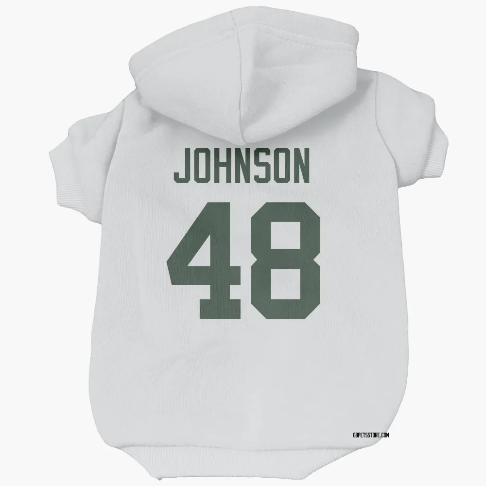 Green Bay Packers Jamon Johnson White Pet Hoodie for Dog & Cat