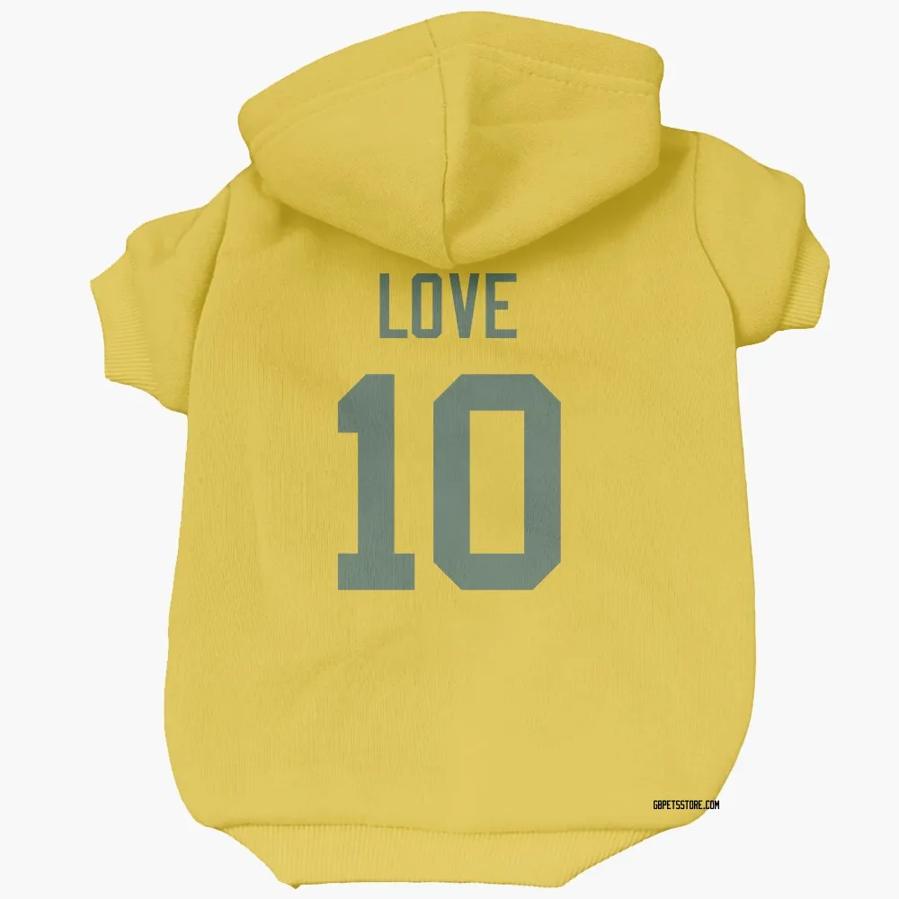 Green Bay Packers Jordan Love Gold Pet Hoodie for Dog & Cat