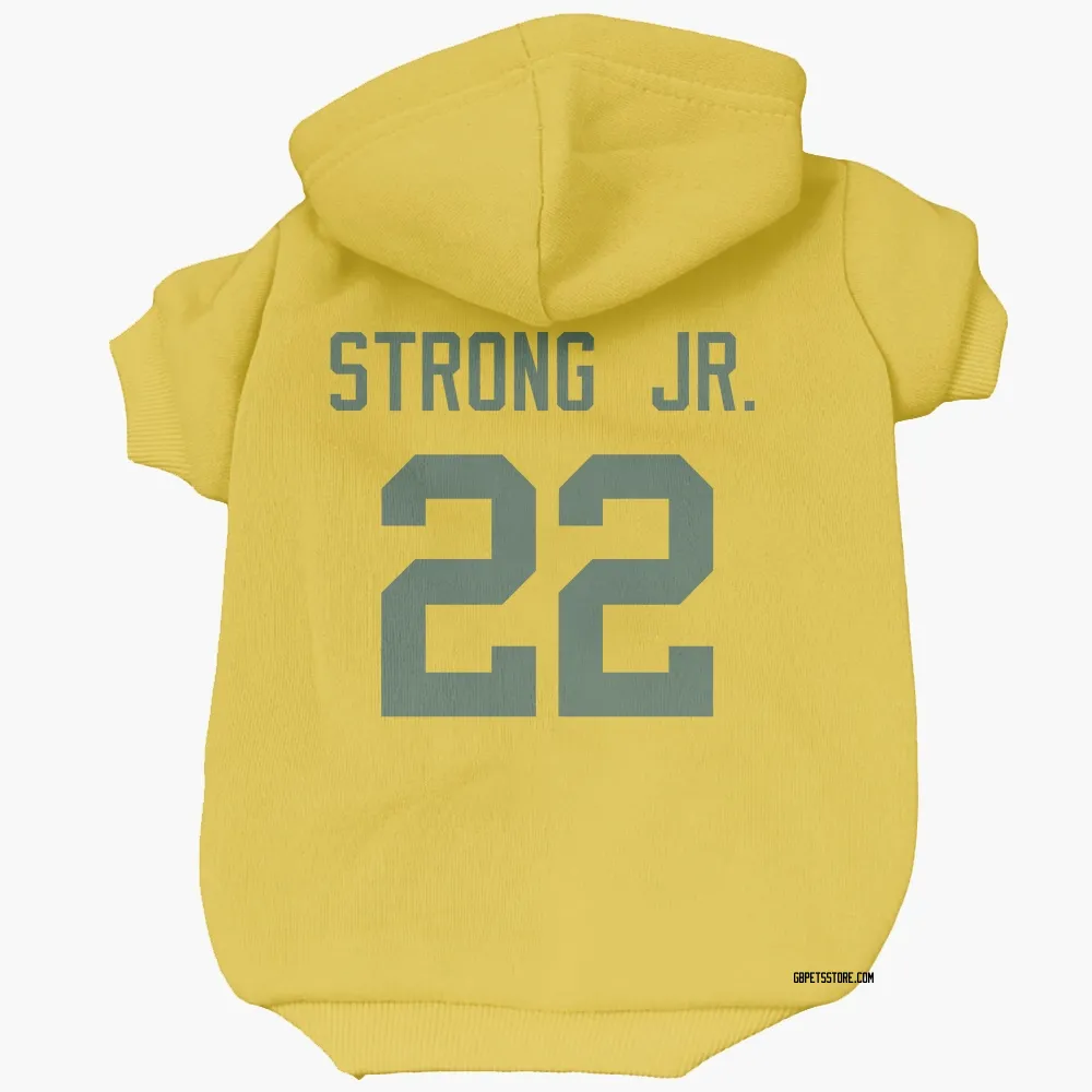 Green Bay Packers Pierre Strong Jr. Gold Pet Hoodie for Dog & Cat