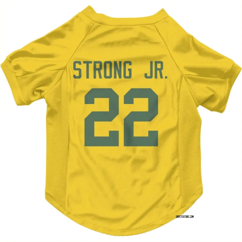 Green Bay Packers Pierre Strong Jr. Gold Pet Jersey for Dog & Cat