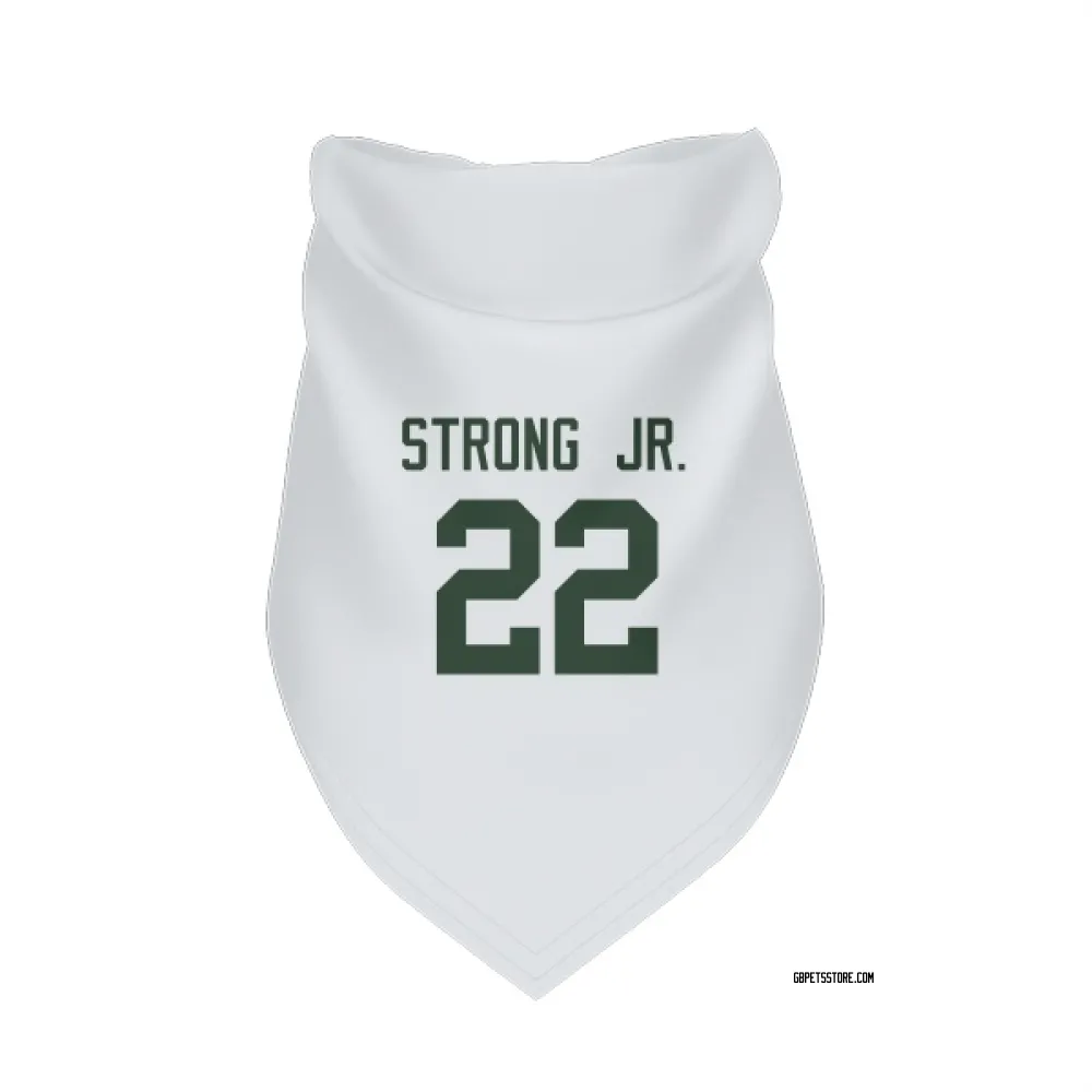 Green Bay Packers Pierre Strong Jr. White Pet Bandana for Dog & Cat