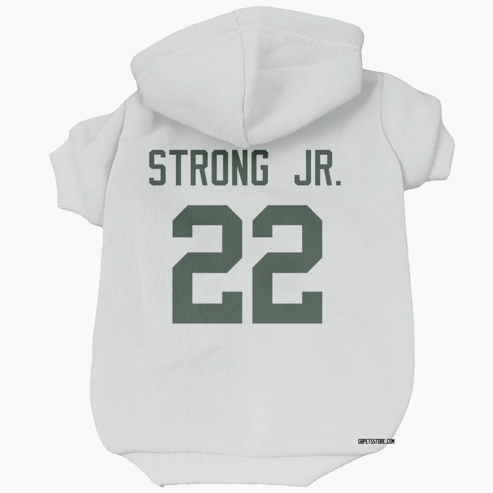 Green Bay Packers Pierre Strong Jr. White Pet Hoodie for Dog & Cat